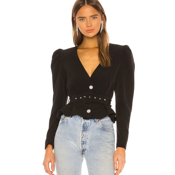 NWT NBD Augustine Cropped Belted Peplum Blazer